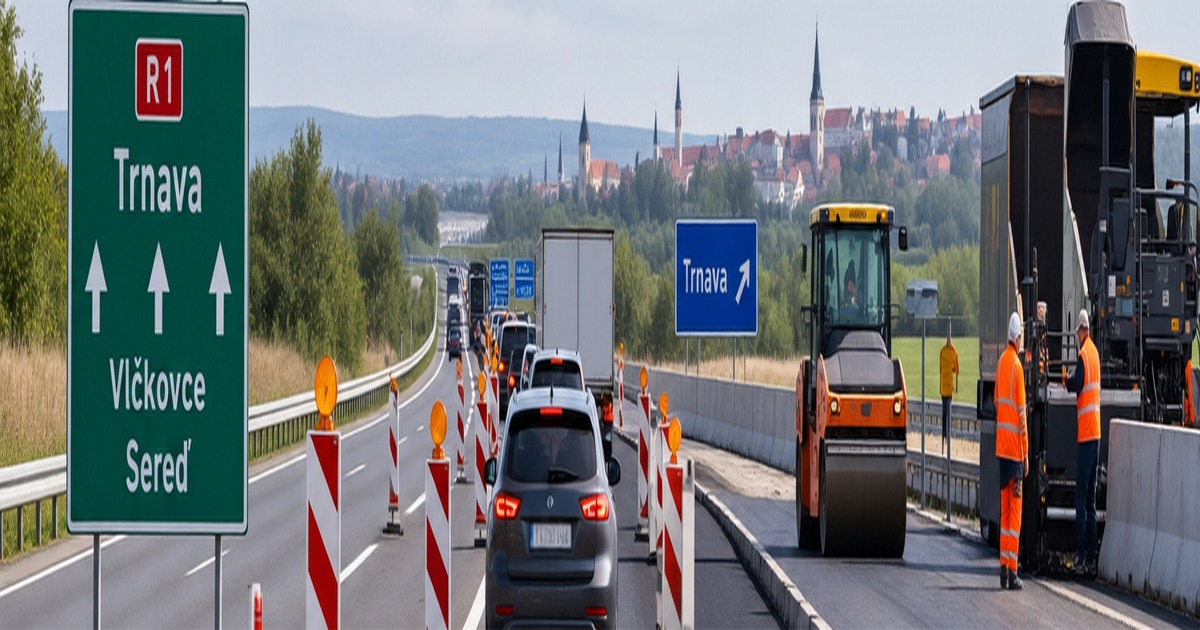 R1 pri Trnave opäť potrápila vodičov. Oprava cesty a nehoda priniesli výrazné zdržanie